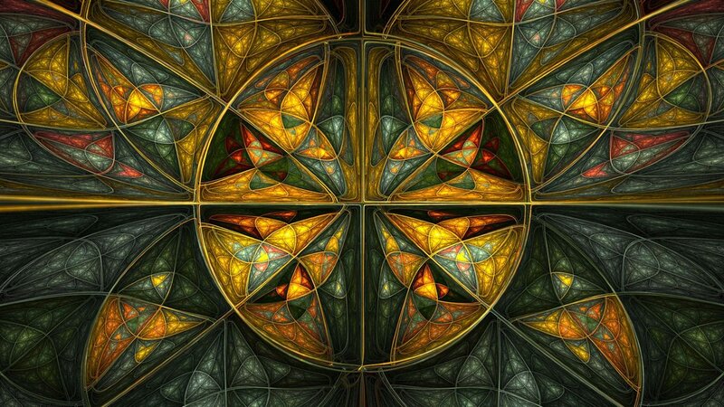 Fractal Stained Glass Pattern — Yellow