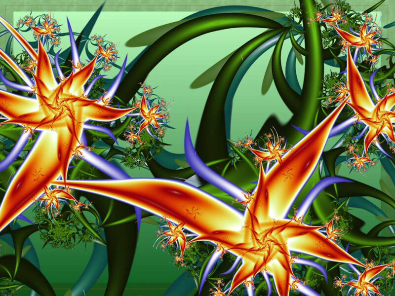 Fractal Star Flowers — Green
