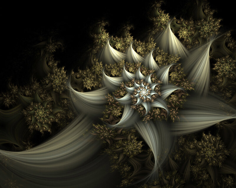 Fractal Star Pattern — Black, Dramatic, Digital Art, Stars, Light Beams