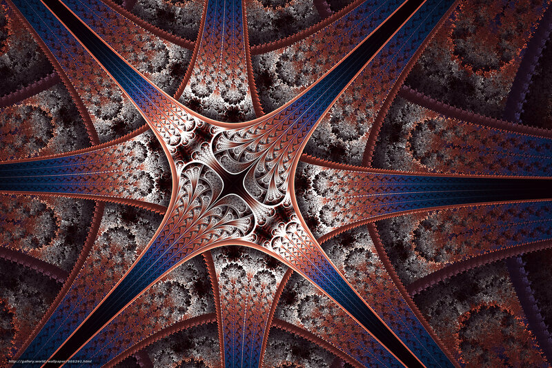 Fractal Star Pattern — Blue, Complex, Digital Art, Lines