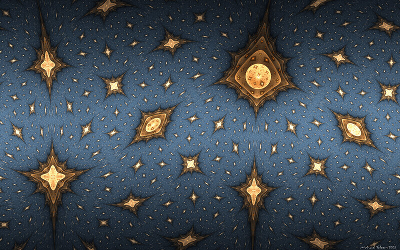 Fractal Star Pattern — Blue, Cosmic