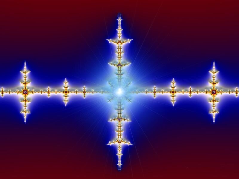 Fractal Star Pattern — Blue, Dramatic, Digital Art, Stars