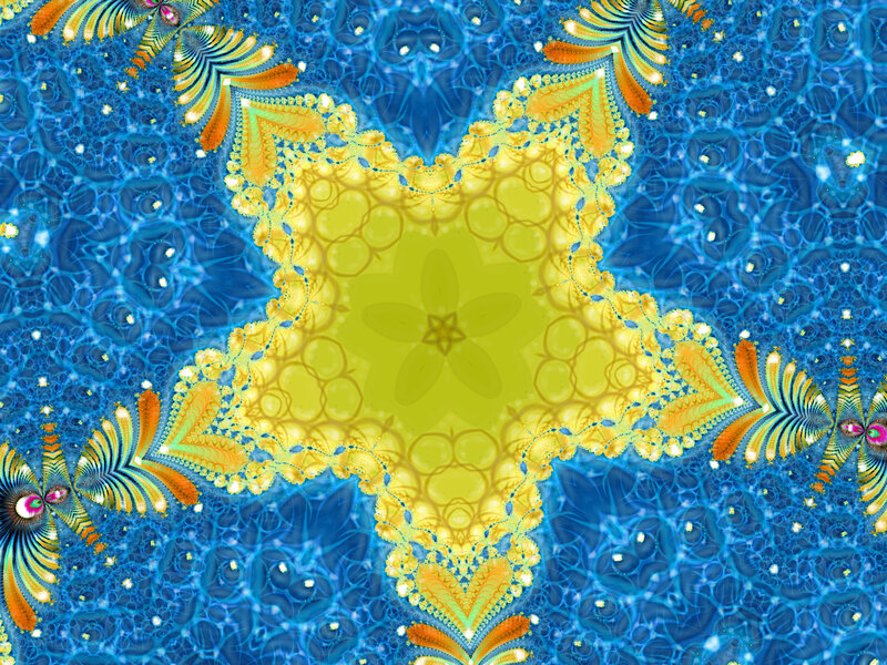 Fractal Star Pattern — Blue, Hypnotic, Digital Art, Circles