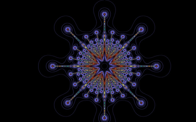 Fractal Star Pattern — Blue, Symmetrical, Abstract