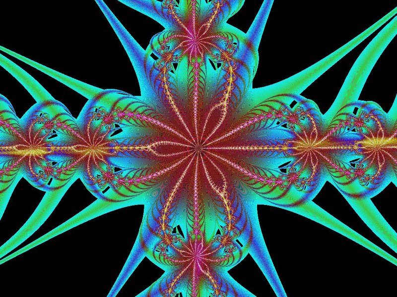 Fractal Star Pattern — Cyan
