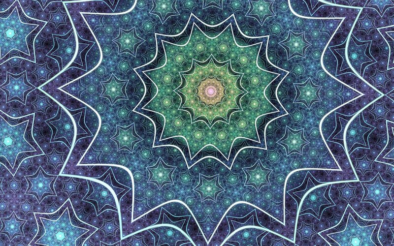 Fractal Star Pattern — Green, Hypnotic, Digital Art