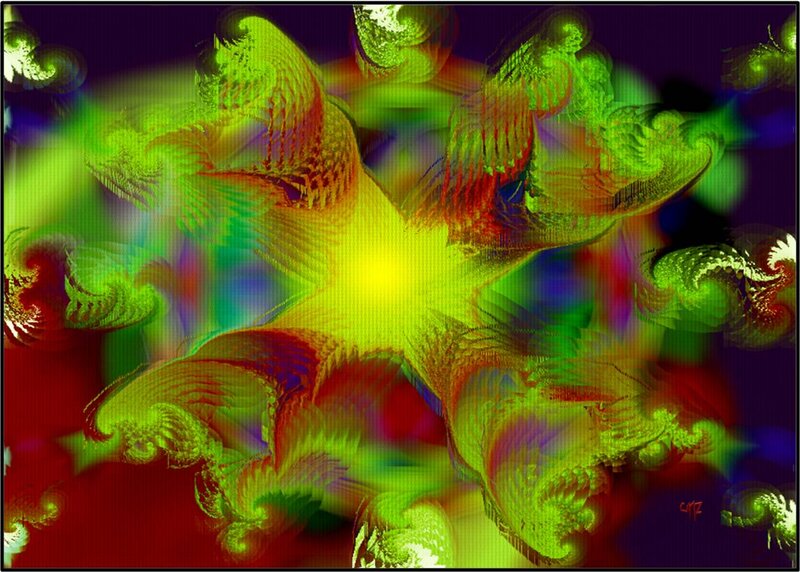 Fractal Star Pattern — Green, Vibrant