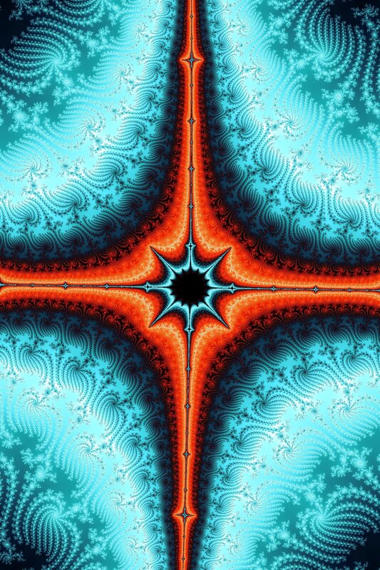 Fractal Star Pattern — Orange, Dramatic, Abstract, Cross
