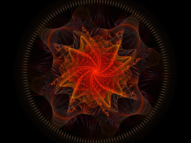 Fractal Star Pattern — Red, Dramatic, Abstract