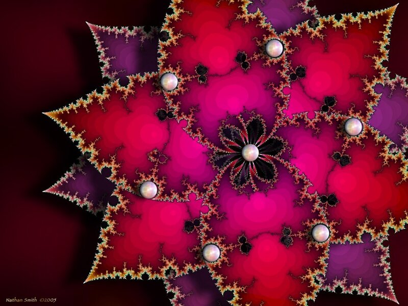 Fractal Star Pattern — Red, Dramatic, Digital Art, Sphere