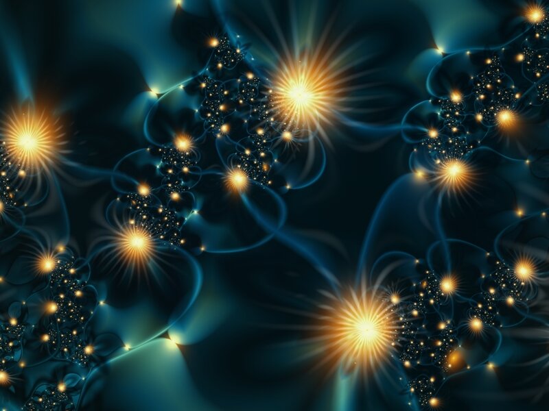 Fractal Star Patterns — Blue, Cosmic, Night, Digital Art