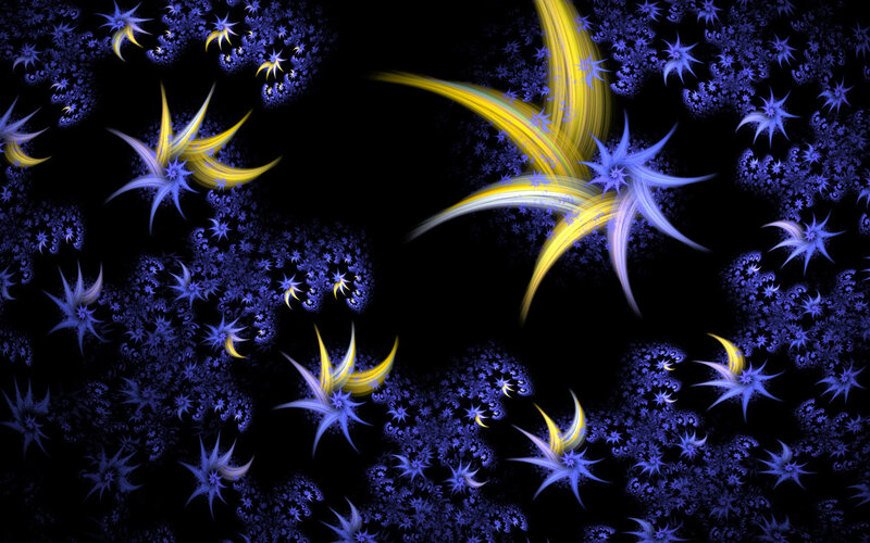 Fractal Star Patterns — Blue, Cosmic