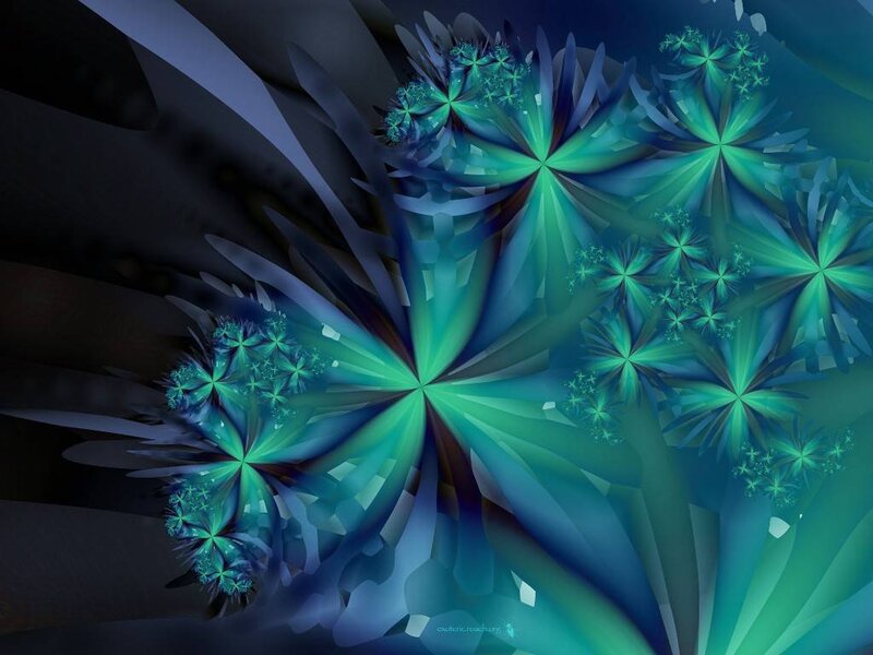 Fractal Star Patterns — Blue, Hypnotic, Digital Art