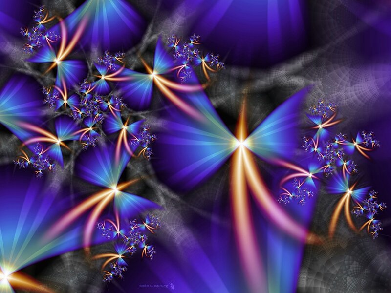 Fractal Star Patterns — Purple, Dramatic, Digital Art, Stars