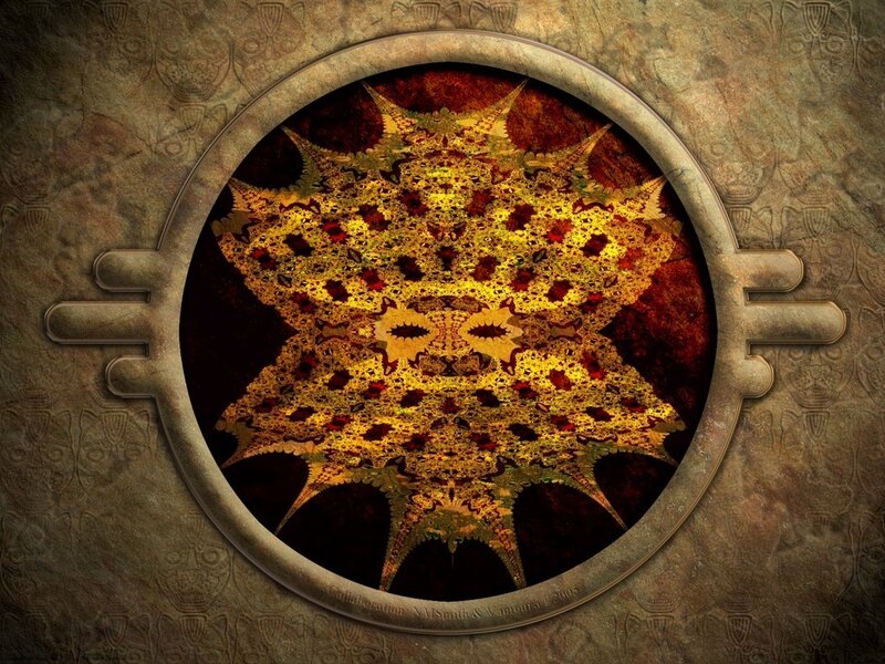 Fractal star within stone frame