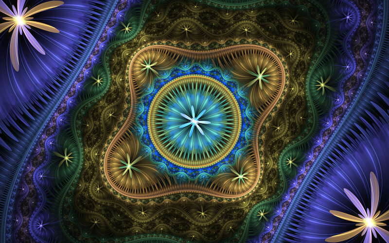 Fractal Starburst Pattern — Blue, Hypnotic