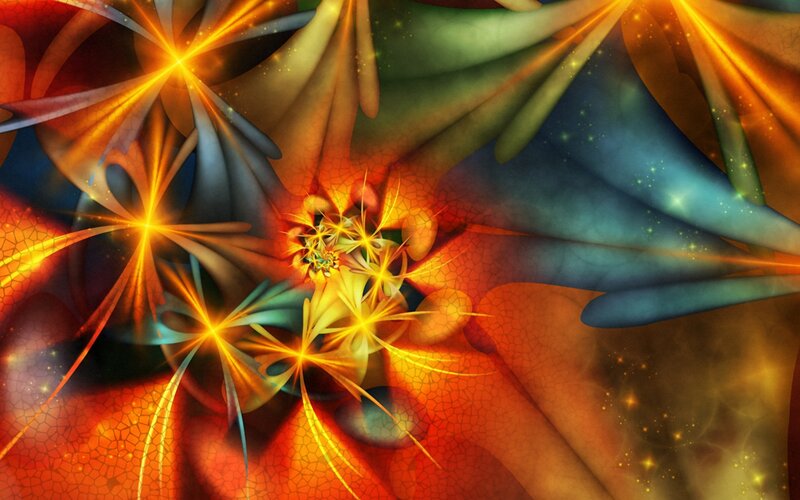 Fractal Starburst Pattern — Orange, Energetic