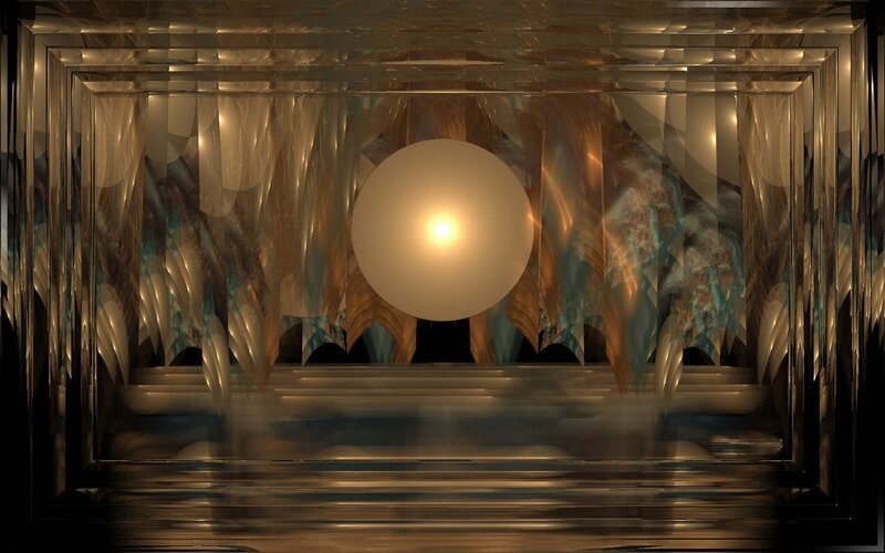 fractal temple with glowing orb
