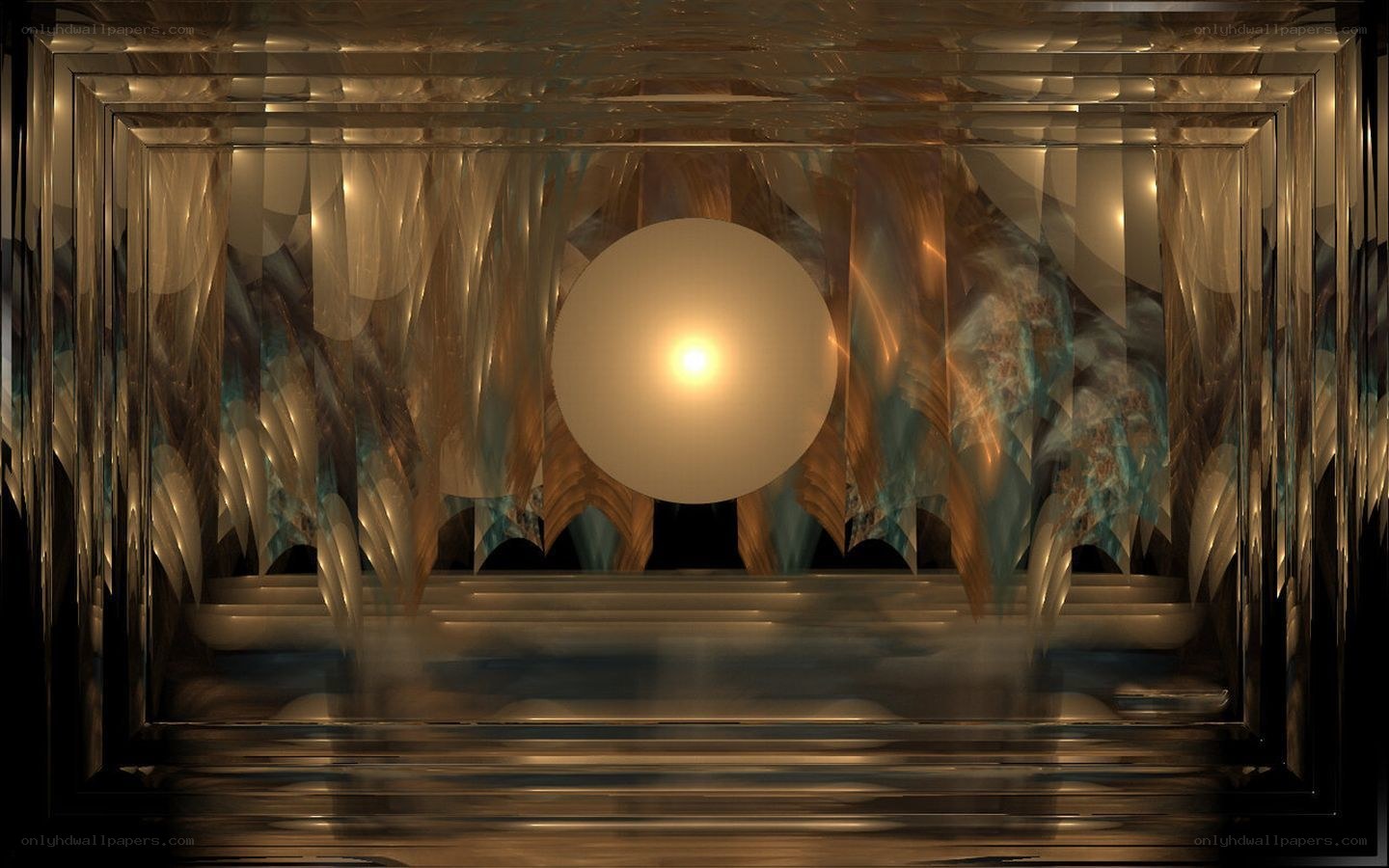 fractal temple with glowing orb