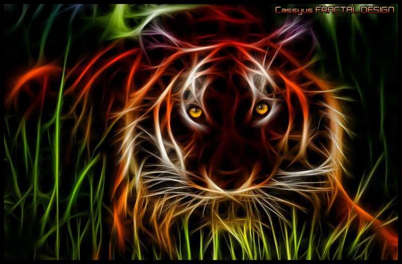 Fractal tiger in grass