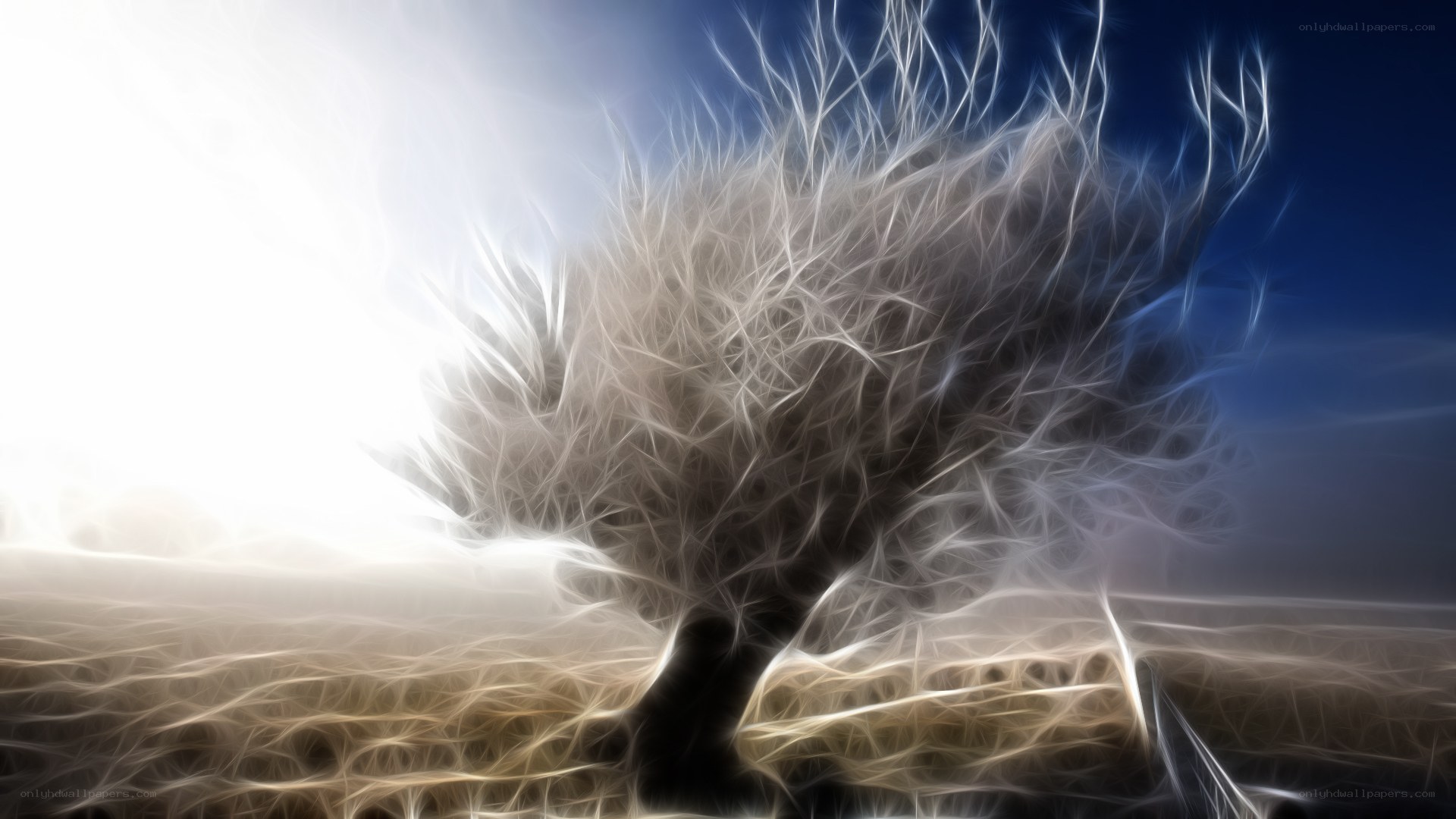 Fractal tree in a surreal landscape