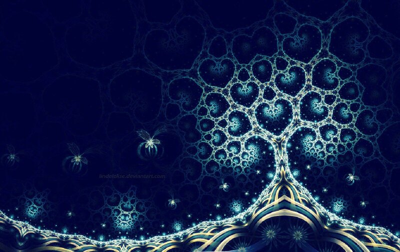 Fractal Tree Structure — Blue, Mystical, Night