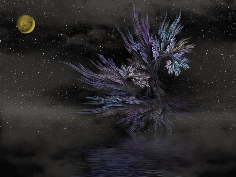 fractal tree under moonlight