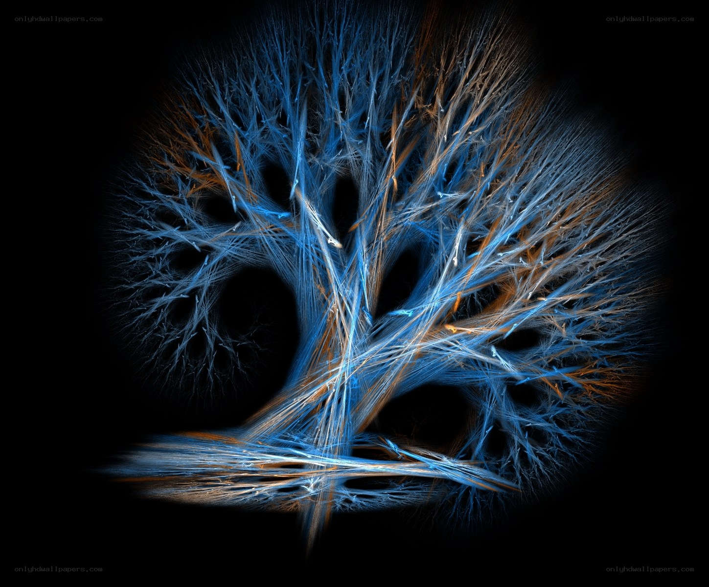 fractal tree with blue and orange light