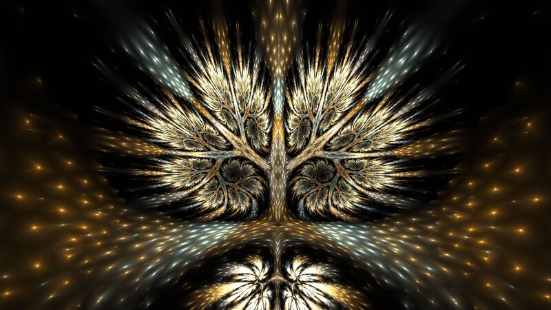 Fractal tree with golden light