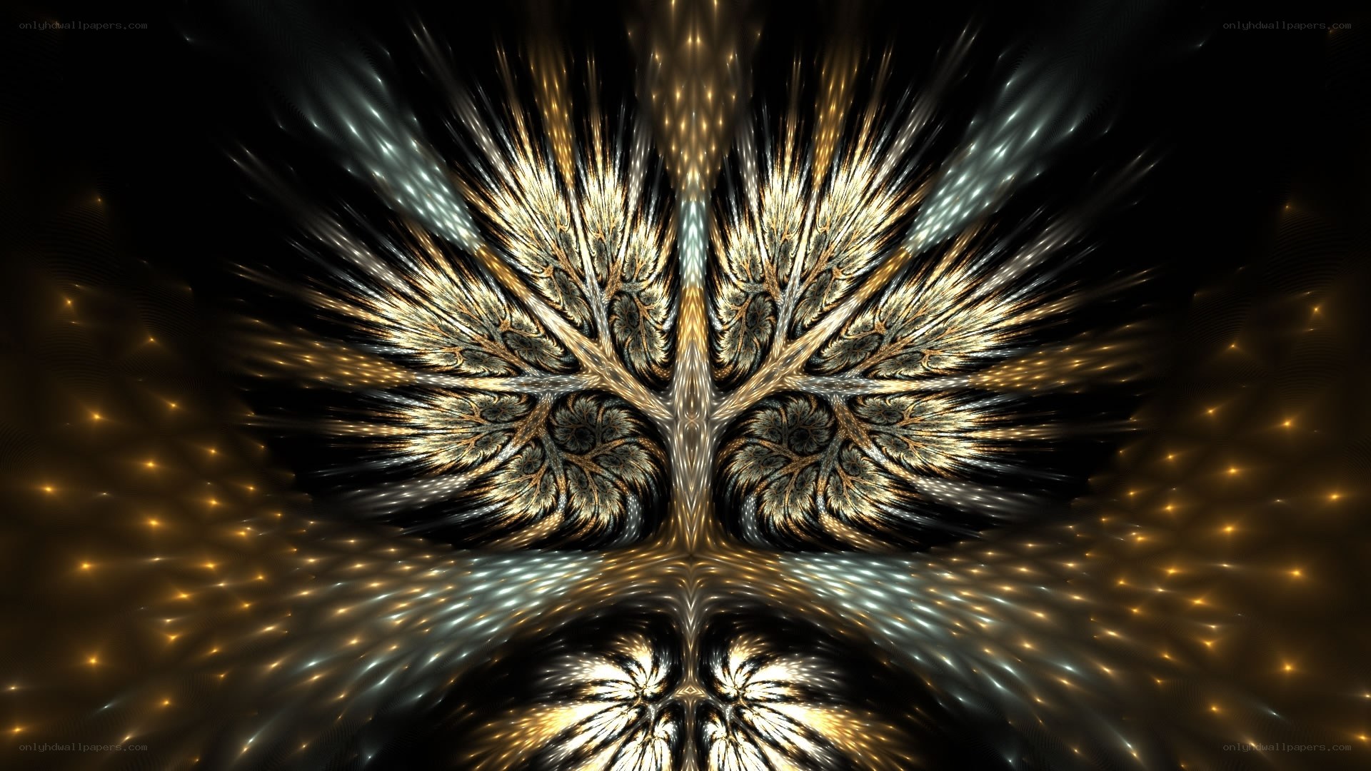Fractal tree with golden light
