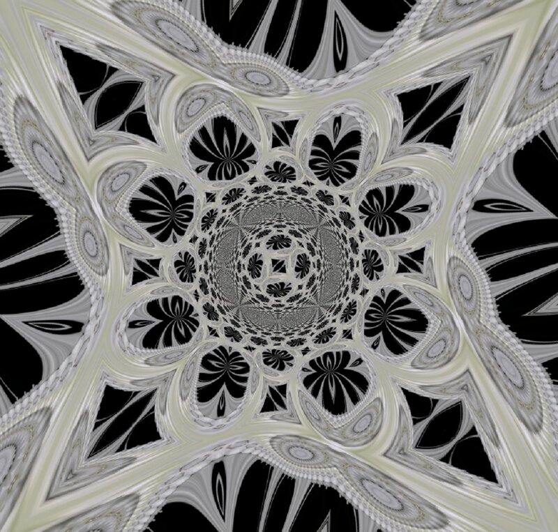 Fractal Tunnel Pattern — Black, Hypnotic, Abstract