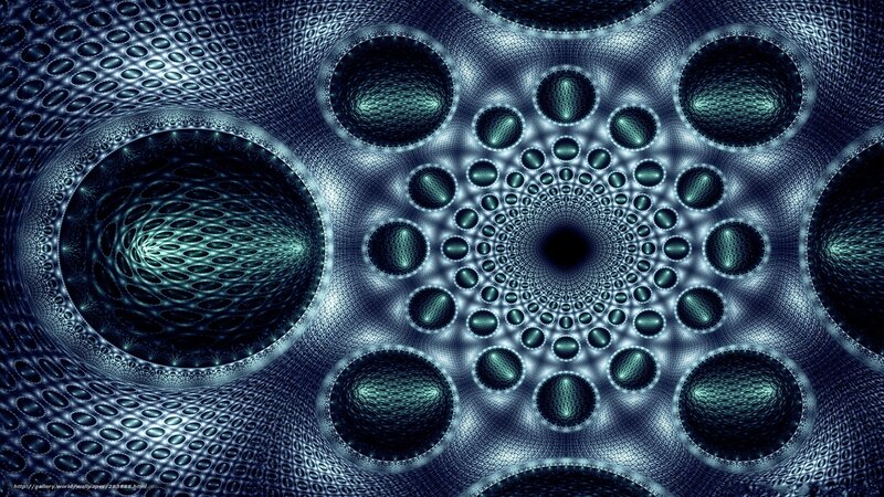 Fractal Tunnel Pattern — Blue, Hypnotic, Digital Art, Circles