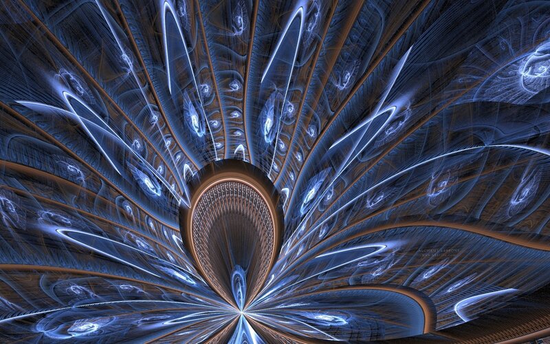 Fractal Tunnel Pattern — Blue, Hypnotic, Digital Art, Light