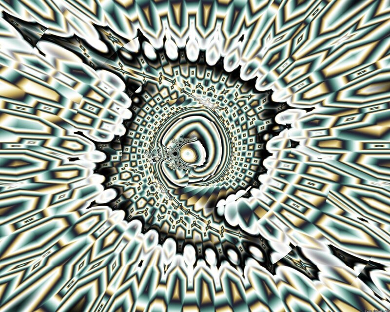Fractal Tunnel Pattern — White, Hypnotic