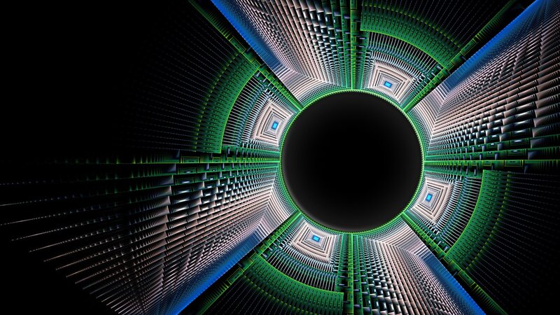 Fractal Tunnel Structure — Black, Abstract