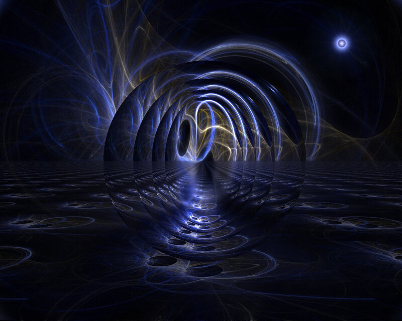 Fractal Tunnel Structure — Blue, Dramatic, Night