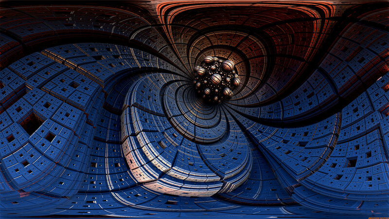 Fractal Tunnel Structure — Blue, Dramatic