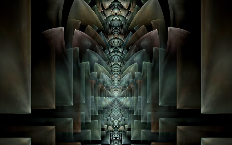 Fractal Tunnel Structure — Green, Dramatic