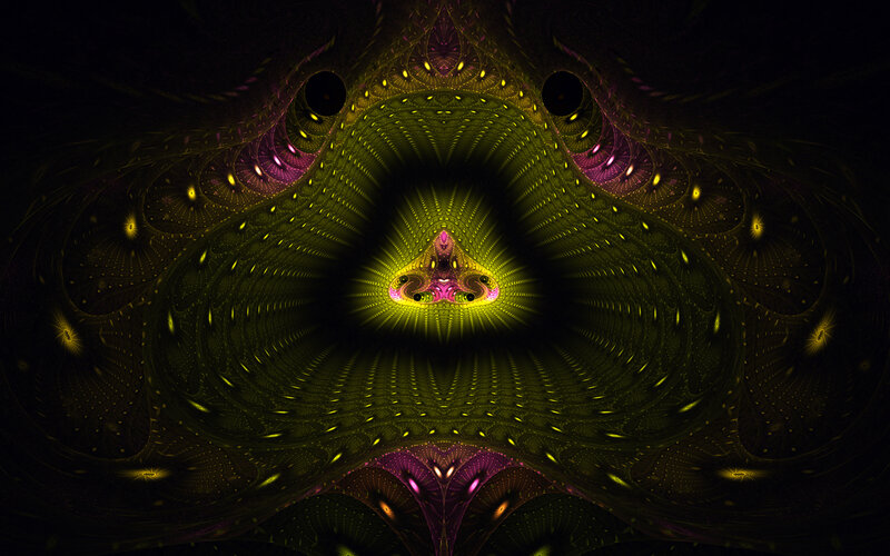 Fractal Tunnel Structure — Green, Hypnotic, Digital Art, Triangular Shape