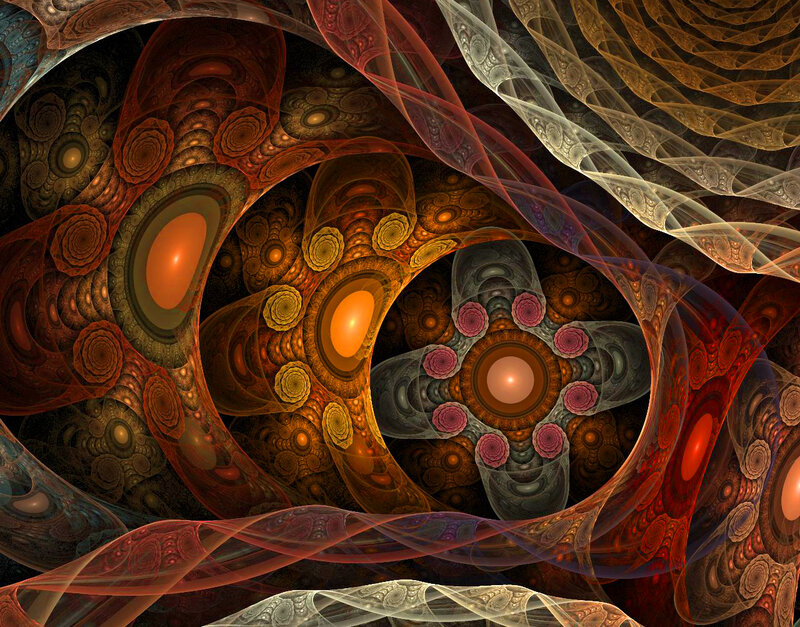 Fractal Tunnel Structure — Red, Hypnotic