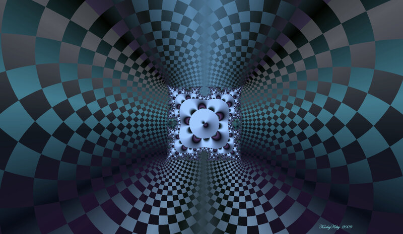 Fractal tunnel with checkerboard pattern
