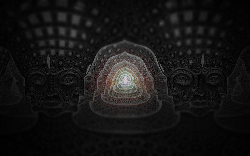 Fractal Tunnel with Faces — Black