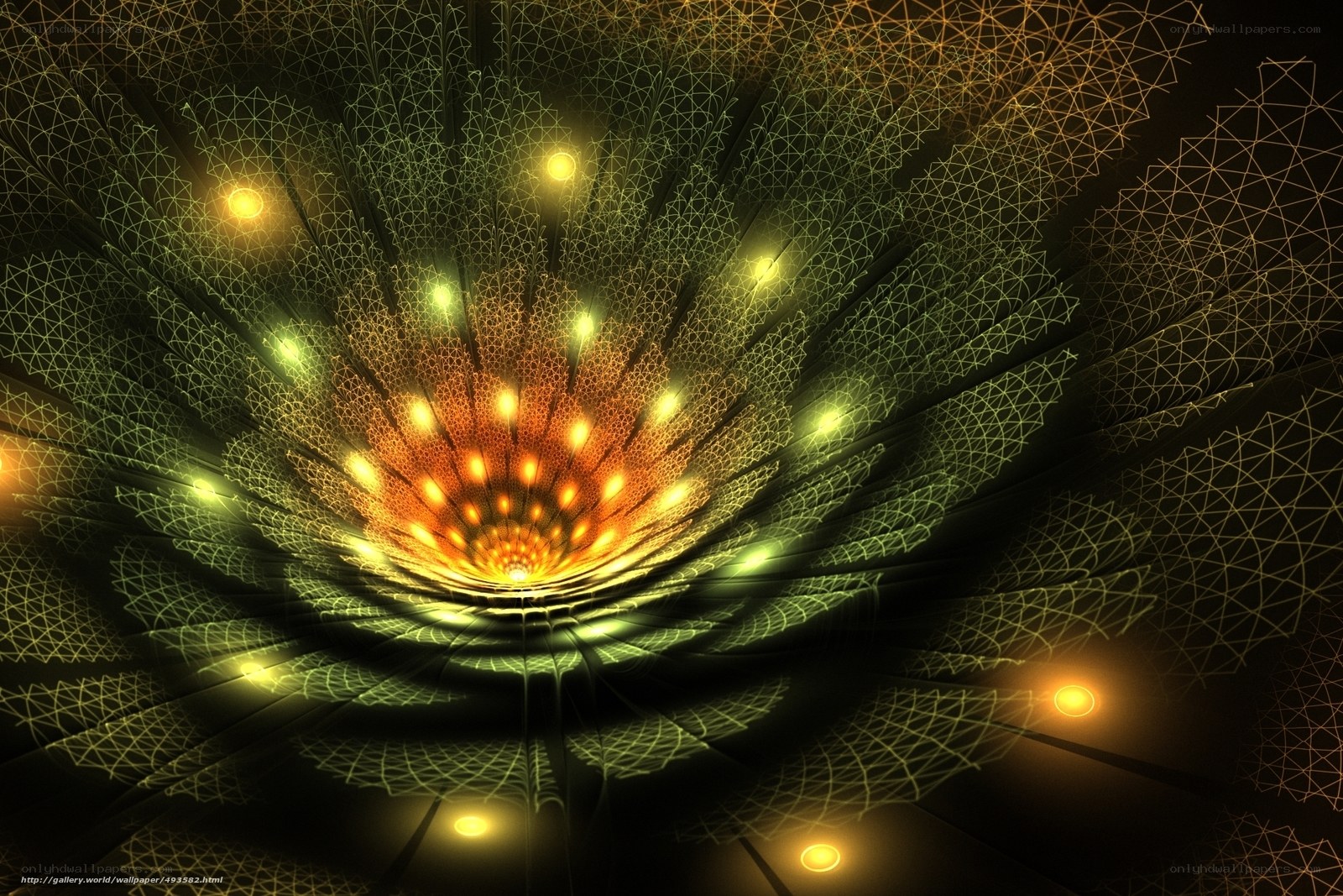 Fractal tunnel with glowing lights