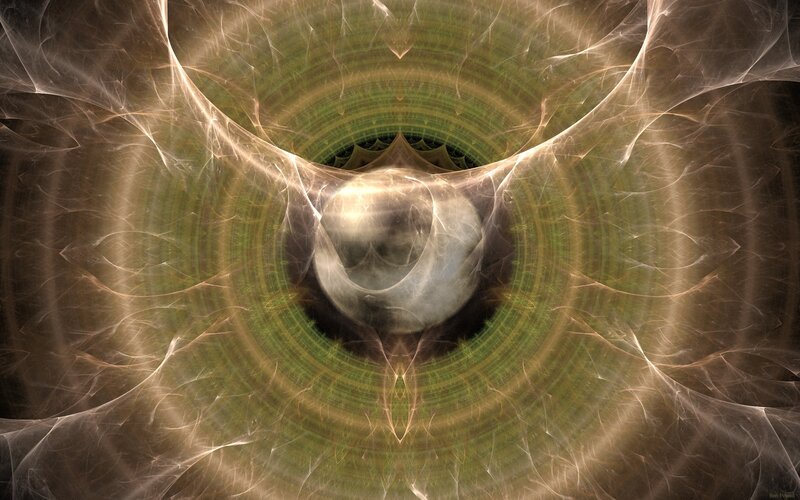 Fractal tunnel with glowing orb