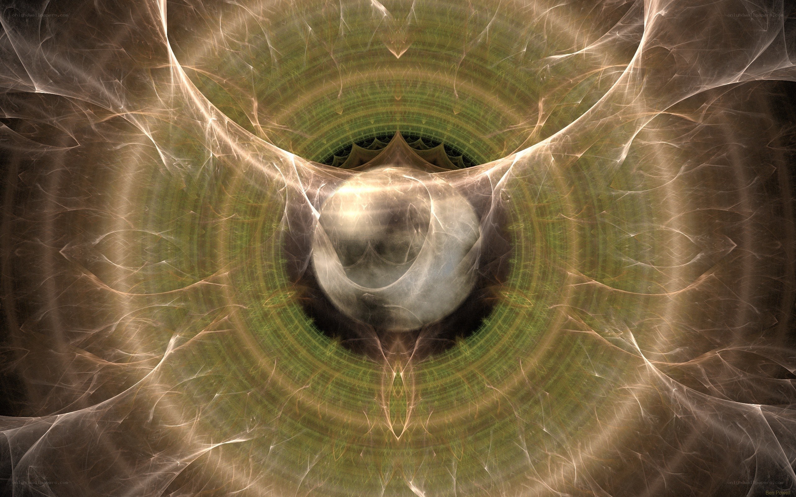 Fractal tunnel with glowing orb
