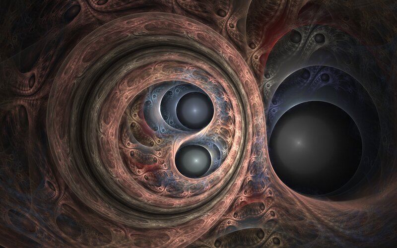 fractal tunnel with glowing orbs