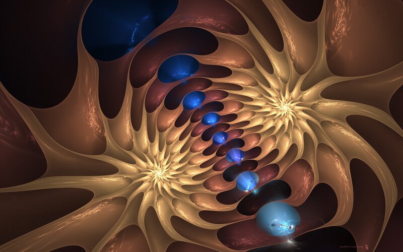 Fractal tunnel with glowing orbs