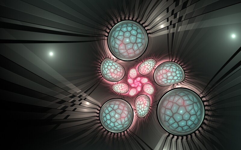 Fractal Tunnel with Glowing Orbs — Black
