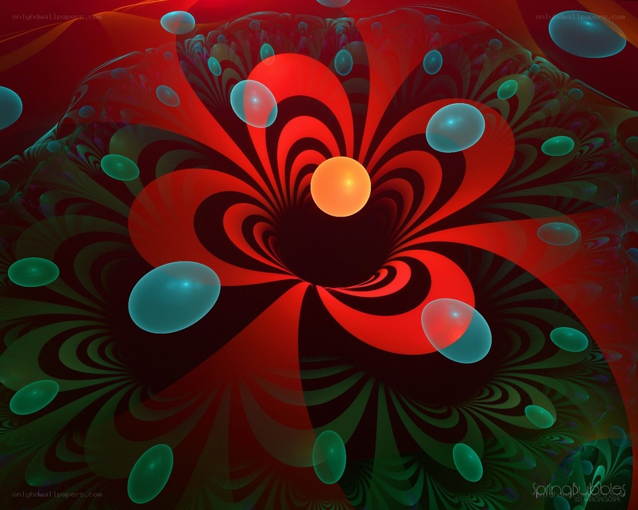 Fractal tunnel with glowing orbs