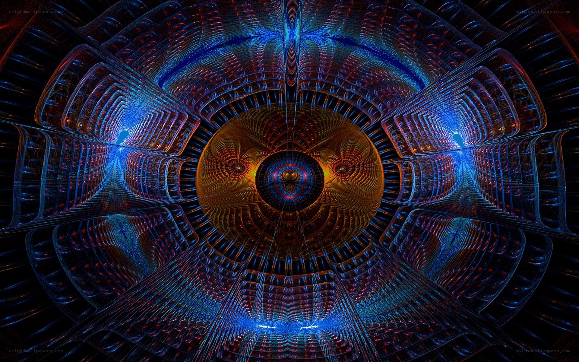 Fractal tunnel with glowing patterns